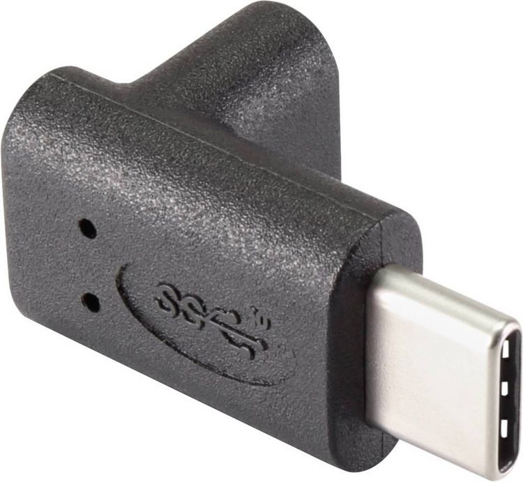 Produktbild: Renkforce USB 3.2 Gen 2 (USB 3.1 Gen 2) Adapter [1x USB-C&reg; Stecker - 1x USB-C&reg; Buchse] 90&deg; nach oben gewinkelt