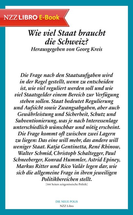 Produktbild: Wie viel Staat braucht die Schweiz? (E-Book)