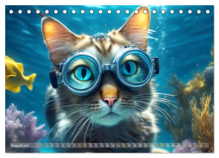 Produktbild: Cats underwater (Desk Calendar 2026 DIN A5 landscape), CALVENDO 12 Month DeskCalendar