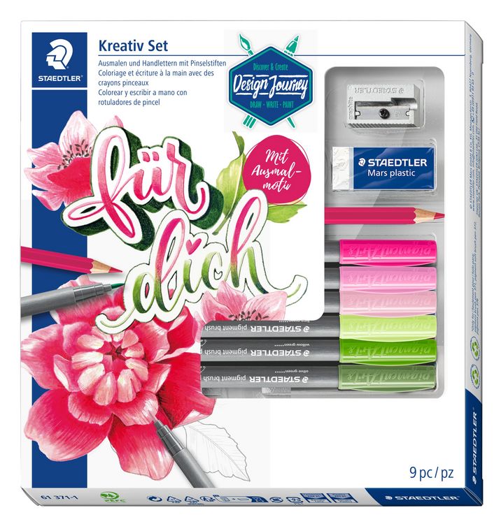 Produktbild: STAEDTLER Brush Lettering meTime, Kreativ Set Ausmalen und Handlettern, 9er Set