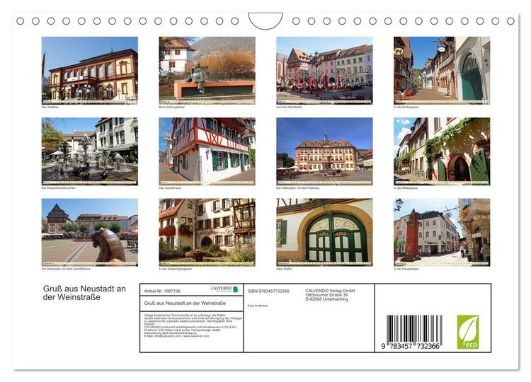 Produktbild: Gru&szlig; aus Neustadt an der Weinstra&szlig;e (Wandkalender 2026 DIN A4 quer), CALVENDO Monatskalender
