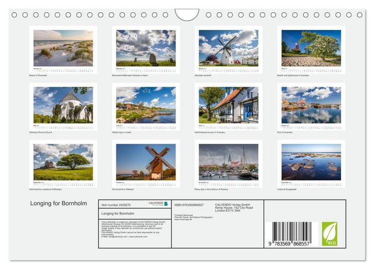 Produktbild: Longing for Bornholm (Wall Calendar 2027 DIN A4 landscape), CALVENDO 12 Month Wall Calendar