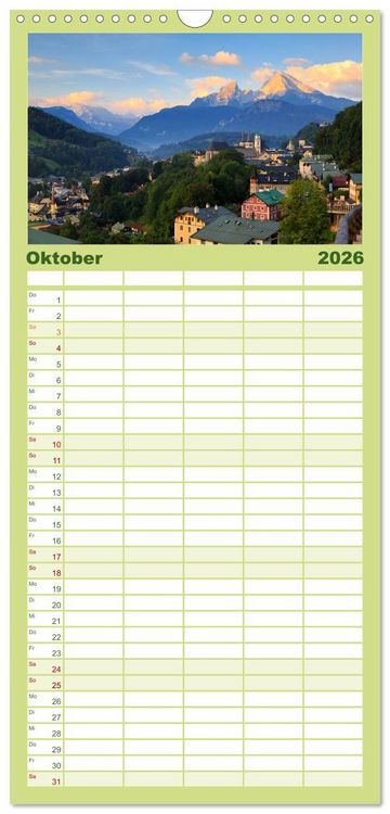Produktbild: Familienplaner 2026 - Berchtesgadener Land mit 5 Spalten (Wandkalender, 21 x 45 cm) CALVENDO
