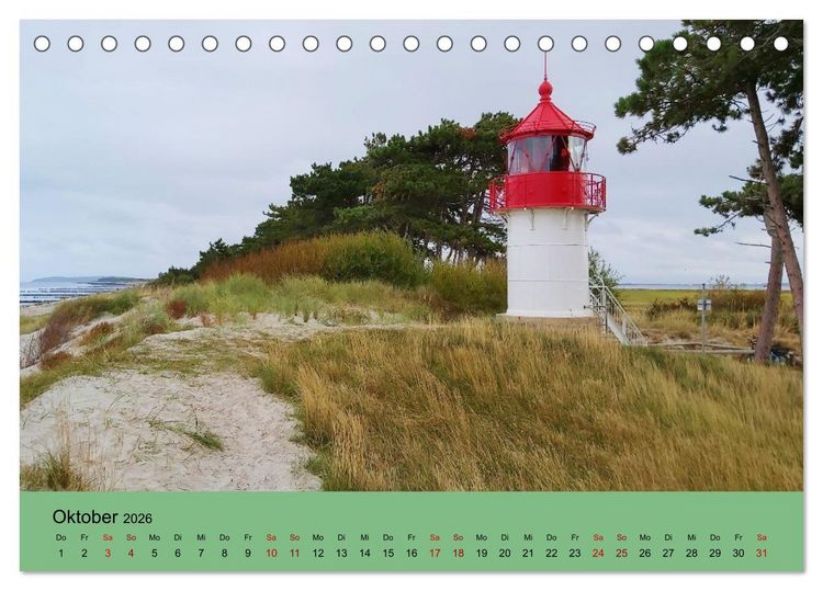 Produktbild: Ostsee von Heringsdorf bis Hiddensee (Tischkalender 2026 DIN A5 quer), CALVENDO Monatskalender