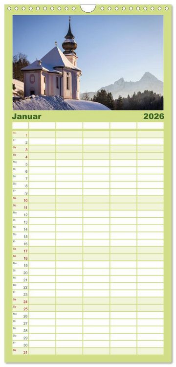 Produktbild: Familienplaner 2026 - Berchtesgadener Alpen - Land von Watzmann und K&ouml;nigssee mit 5 Spalten (Wandkalender, 21 x 45 cm) CALVENDO