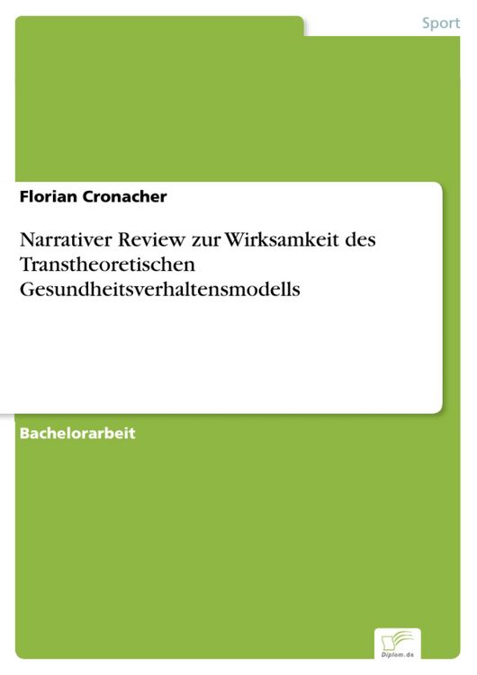 Produktbild: Narrativer Review zur Wirksamkeit des Transtheoretischen Gesundheitsverhaltensmodells