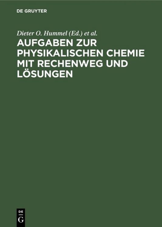 Produktbild: Aufgaben zur physikalischen Chemie mit Rechenweg und L&ouml;sungen