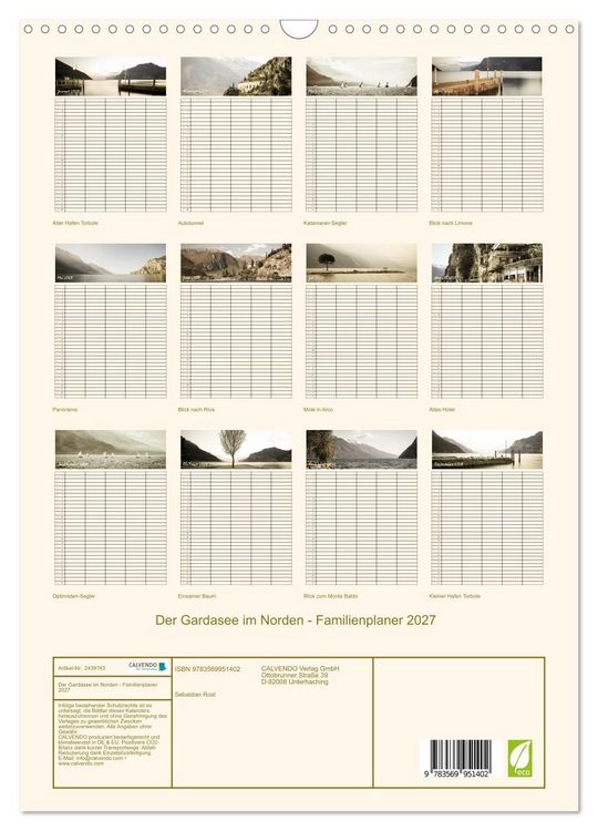 Produktbild: Der Gardasee im Norden - Familienplaner 2027 (Wandkalender 2027 DIN A3 hoch), CALVENDO Monatskalender