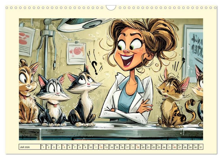 Produktbild: Beim Tierarzt! Tierisch schr&auml;ge Besuche in der Vetklinik (Wandkalender 2026 DIN A3 quer), CALVENDO Monatskalender