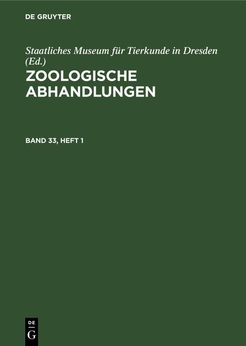 Produktbild: Zoologische Abhandlungen. Band 33, Heft 1