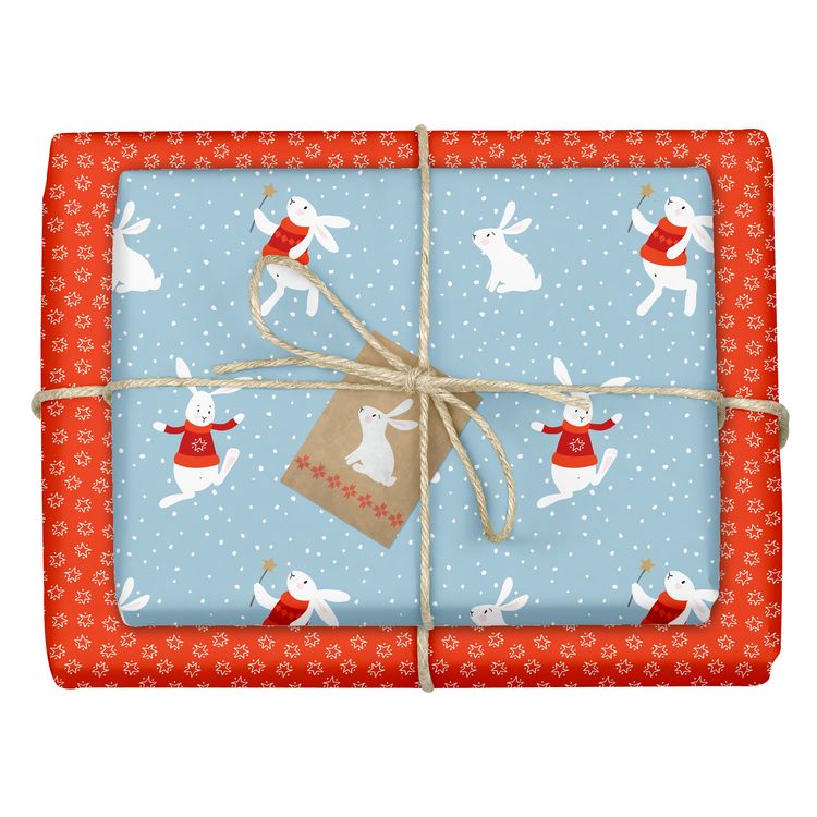 Produktbild: Geschenkpapier Set Weihnachten: Schneehase (f&uuml;r Kinder)
