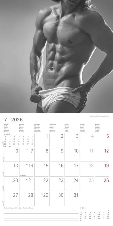 Produktbild: Masculine 2026 - Broschürenkalender 30x30 cm (30x60 geöffnet) - Kalender mit Platz für Notizen - Maskulin - Bildkalender - Wandplaner - Erotikkalender