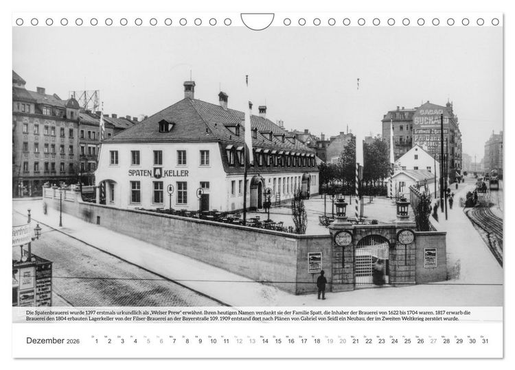 Produktbild: Historisches M&uuml;nchen - Alte M&uuml;nchner Brauereien, Brauh&auml;user und Bierpal&auml;ste (Wandkalender 2026 DIN A4 quer), CALVENDO Monatskalender