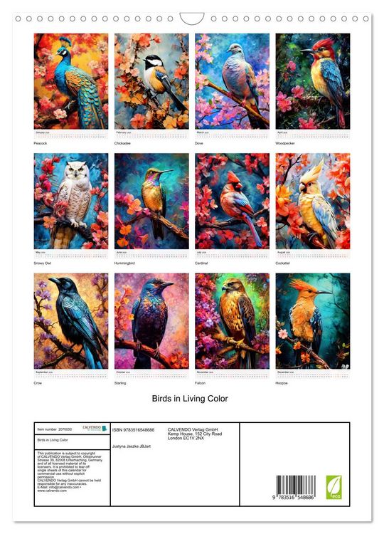 Produktbild: Birds in Living Color (Wall Calendar 2026 DIN A3 portrait), CALVENDO 12 Month Wall Calendar