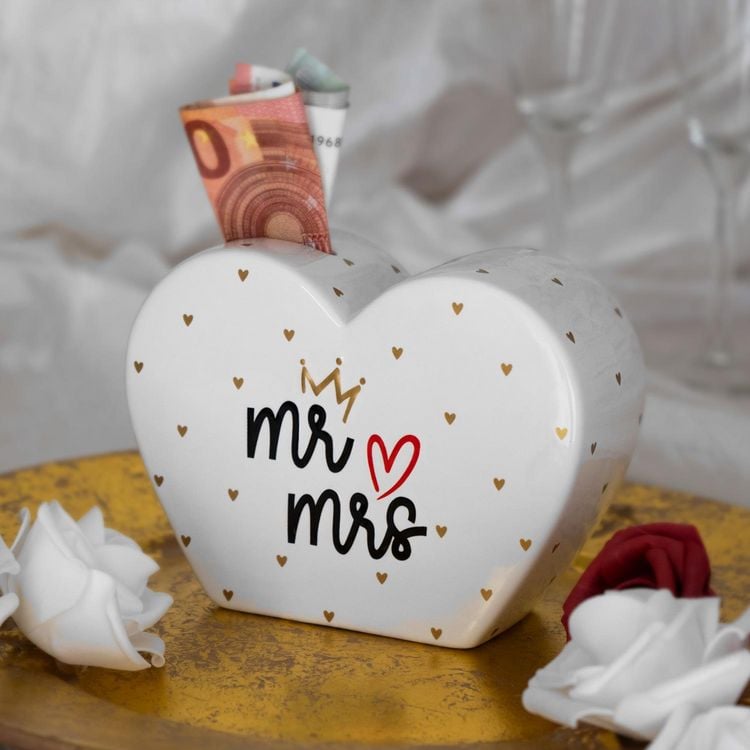 Produktbild: Spardose Motiv Hochzeit Mr & Mrs