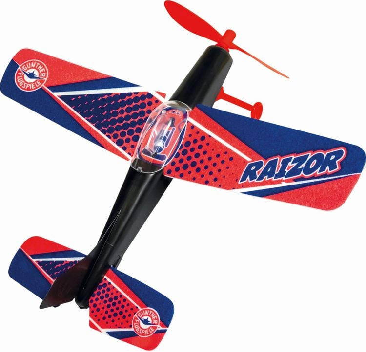 Produktbild: Paul G&uuml;nther 1662 - Flugpropeller Raizor mit Gummimotor und Freilaufpropeller, Powergummi-Modell, 25x22cm