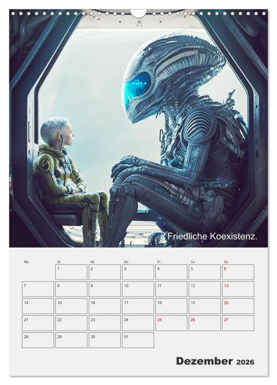 Produktbild: Aliens sind gelandet. Wie k&ouml;nnte diese Zukunftsvision f&uuml;r uns Menschen aussehen? (Wandkalender 2026 DIN A3 hoch), CALVENDO Monatskalender