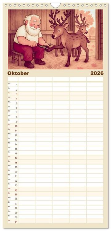 Produktbild: Familienplaner 2026 - Was macht der Weihnachtsmann? mit 5 Spalten (Wandkalender, 21 x 45 cm) CALVENDO