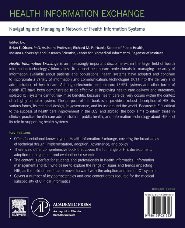Produktbild: Health Information Exchange: Navigating and Managing a Network of Health Information Systems