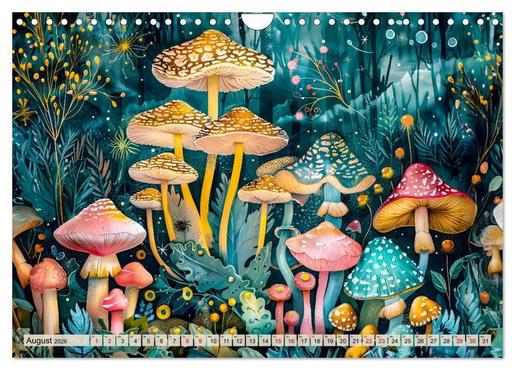 Produktbild: Zauberwelt der Pilze - Fantasievolle Pilze im verwunschenen Wald (Wandkalender 2026 DIN A4 quer), CALVENDO Monatskalender