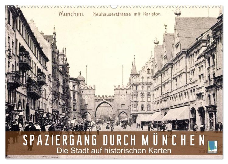 Produktbild: Spaziergang durch M&uuml;nchen &ndash; Die Stadt auf historischen Karten (Wandkalender 2026 DIN A2 quer), CALVENDO Monatskalender