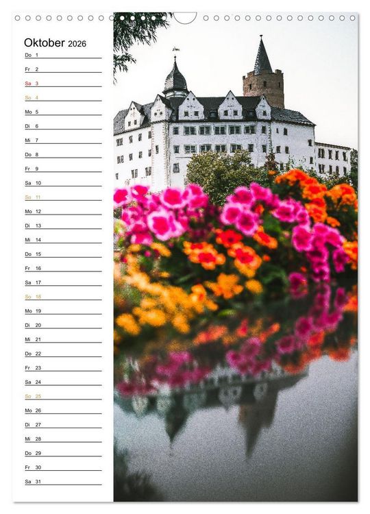 Produktbild: Sachsens Burgen und Schl&ouml;sser - Beschreibbarer Kalender mit Ortsangaben (Wandkalender 2026 DIN A3 hoch), CALVENDO Monatskalender