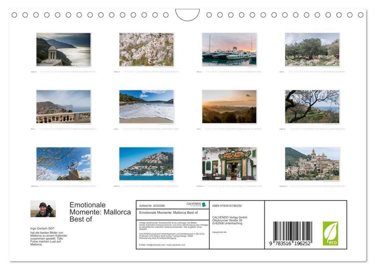 Produktbild: Emotionale Momente: Mallorca Best of (Wandkalender 2026 DIN A4 quer), CALVENDO Monatskalender