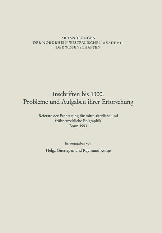 Produktbild: Inschriften bis 1300. Probleme und Aufgaben ihrer Erforschung