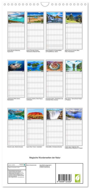 Produktbild: Familienplaner 2027 - Magische Wunderwelten der Natur mit 5 Spalten (Wandkalender, 21 x 45 cm) CALVENDO