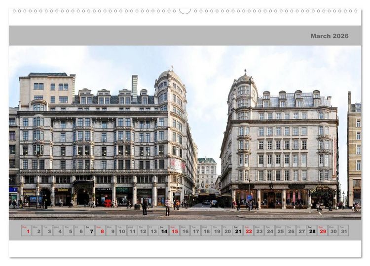 Produktbild: London Street Fronts 2026 / UK-Version (High Quality Premium Wall Calendar 2026 DIN A2 landscape),CALVENDO 12 Month Wall Calendar