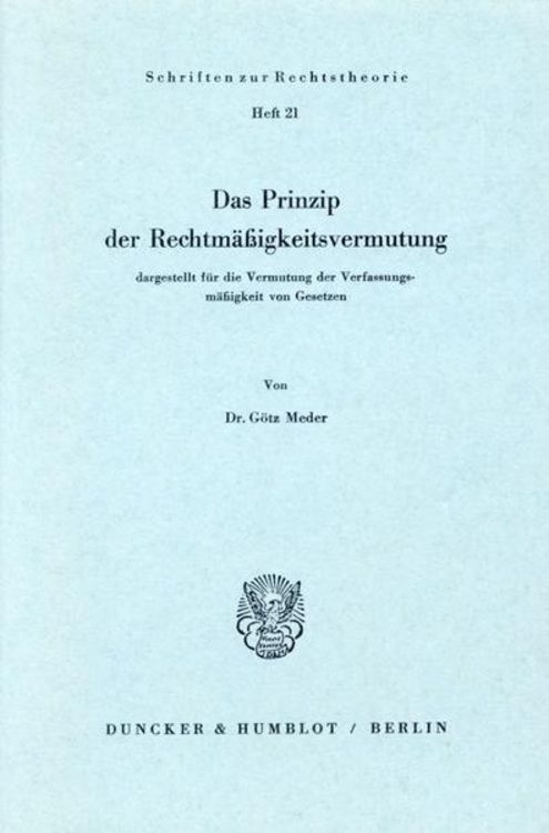 Produktbild: Das Prinzip der Rechtsm&auml;&szlig;igkeitsvermutung,