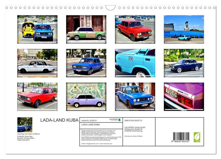 Produktbild: LADA-LAND KUBA (Wandkalender 2026 DIN A3 quer), CALVENDO Monatskalender