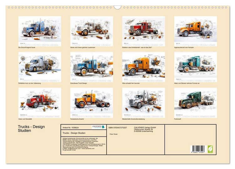 Produktbild: Trucks - Design Studien (Wandkalender 2026 DIN A2 quer), CALVENDO Monatskalender