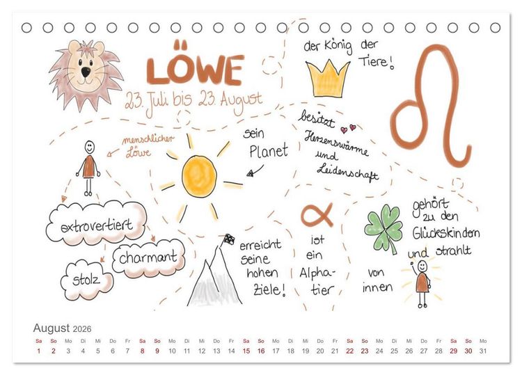 Produktbild: Sternzeichen-Kalender (Tischkalender 2026 DIN A5 quer), CALVENDO Monatskalender