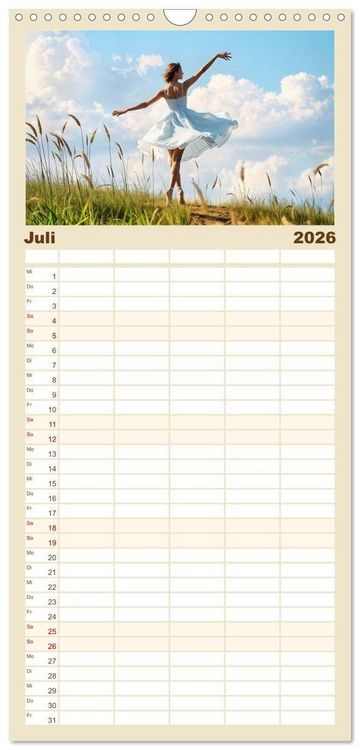 Produktbild: Familienplaner 2026 - Fl&uuml;gel aus Licht - Ballett in der Poesie der Natur mit 5 Spalten (Wandkalender, 21 x 45 cm) CALVENDO