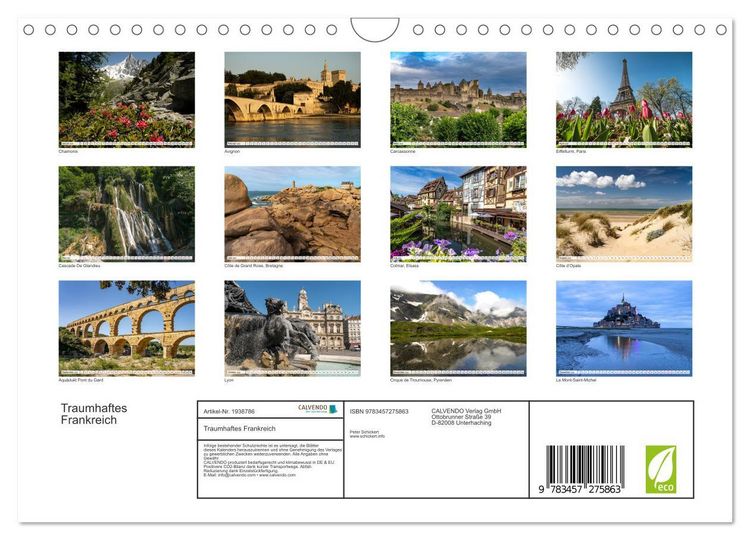 Produktbild: Traumhaftes Frankreich (Wandkalender 2026 DIN A4 quer), CALVENDO Monatskalender