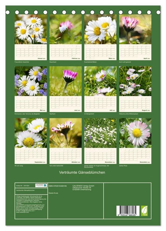 Produktbild: Vertr&auml;umte G&auml;nsebl&uuml;mchen (Tischkalender 2026 DIN A5 hoch), CALVENDO Monatskalender