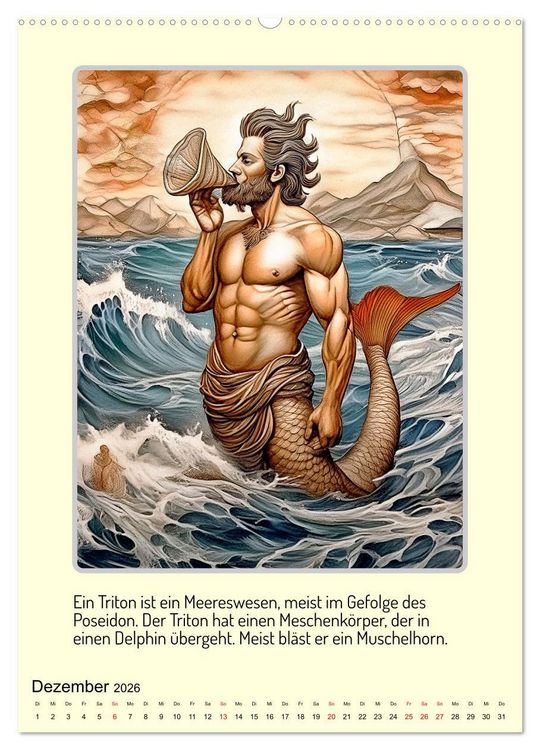 Produktbild: Mythologische Gestalten der griechischen Antike (hochwertiger Premium Wandkalender 2026 DIN A2 hoch), Kunstdruck in Hochglanz