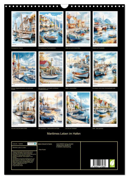 Produktbild: Maritimes Leben im Hafen (Wandkalender 2026 DIN A3 hoch), CALVENDO Monatskalender