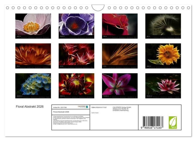 Produktbild: Floral Abstrakt 2026 (Wandkalender 2026 DIN A4 quer), CALVENDO Monatskalender