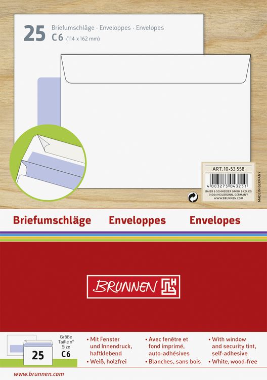Produktbild: Brunnen Briefumschlag C6 Fenster HK ws