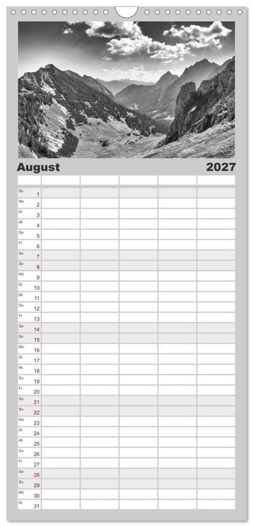 Produktbild: Familienplaner 2027 - Traumhafte Allg&auml;uer Alpen mit 5 Spalten (Wandkalender, 21 x 45 cm) CALVENDO