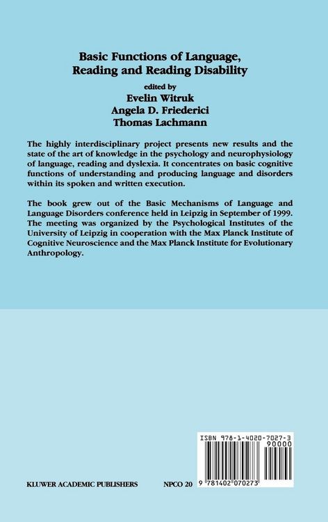 Produktbild: Basic Functions of Language, Reading and Reading Disability