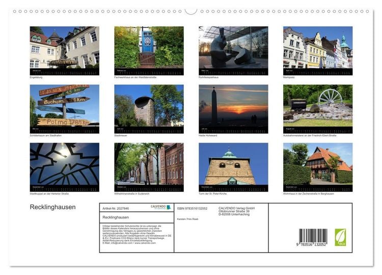 Produktbild: Recklinghausen (hochwertiger Premium Wandkalender 2026 DIN A2 quer), Kunstdruck in Hochglanz