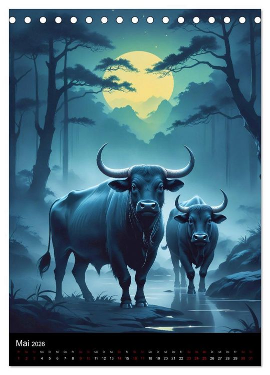 Produktbild: Asiatische Inspiration Fern&ouml;stlicher Art - Dunkle Werke (Tischkalender 2026 DIN A5 hoch), CALVENDO Monatskalender