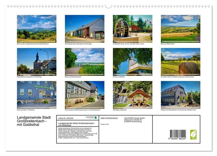 Produktbild: Landgemeinde Stadt Gro&szlig;breitenbach - mit Goldisthal (hochwertiger Premium Wandkalender 2027 DIN A2 quer), Kunstdruck in Hochglanz