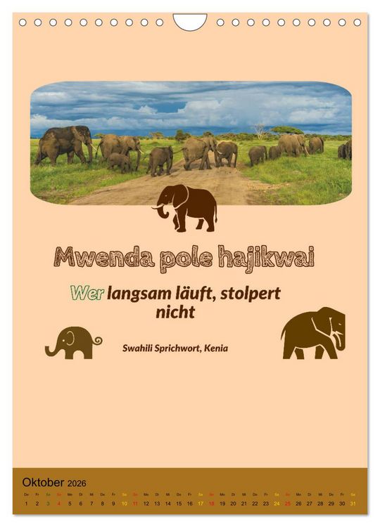 Produktbild: Kenia..mit einem Hauch Poesie - Weisheiten und Zitate (Wandkalender 2026 DIN A4 hoch), CALVENDO Monatskalender