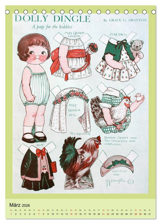 Produktbild: Dolly Dingle Kalender - Anziehpuppen von Grace G. Drayton (Tischkalender 2026 DIN A5 hoch), CALVENDO Monatskalender