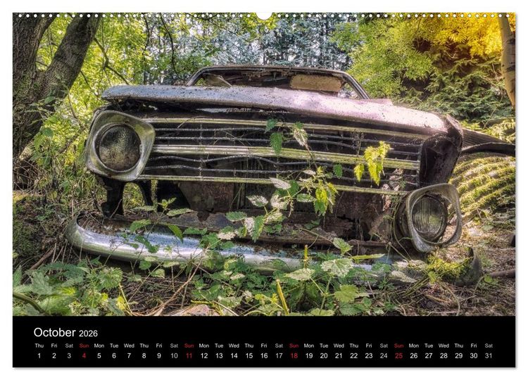 Produktbild: Sleeping Beauties Old Rusty Cars (High Quality Premium Wall Calendar 2026 DIN A2 landscape),CALVENDO 12 Month Wall Calendar