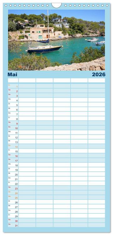 Produktbild: Familienplaner 2026 - Cala Figuera - Mallorcas Traumbucht mit 5 Spalten (Wandkalender, 21 x 45 cm) CALVENDO